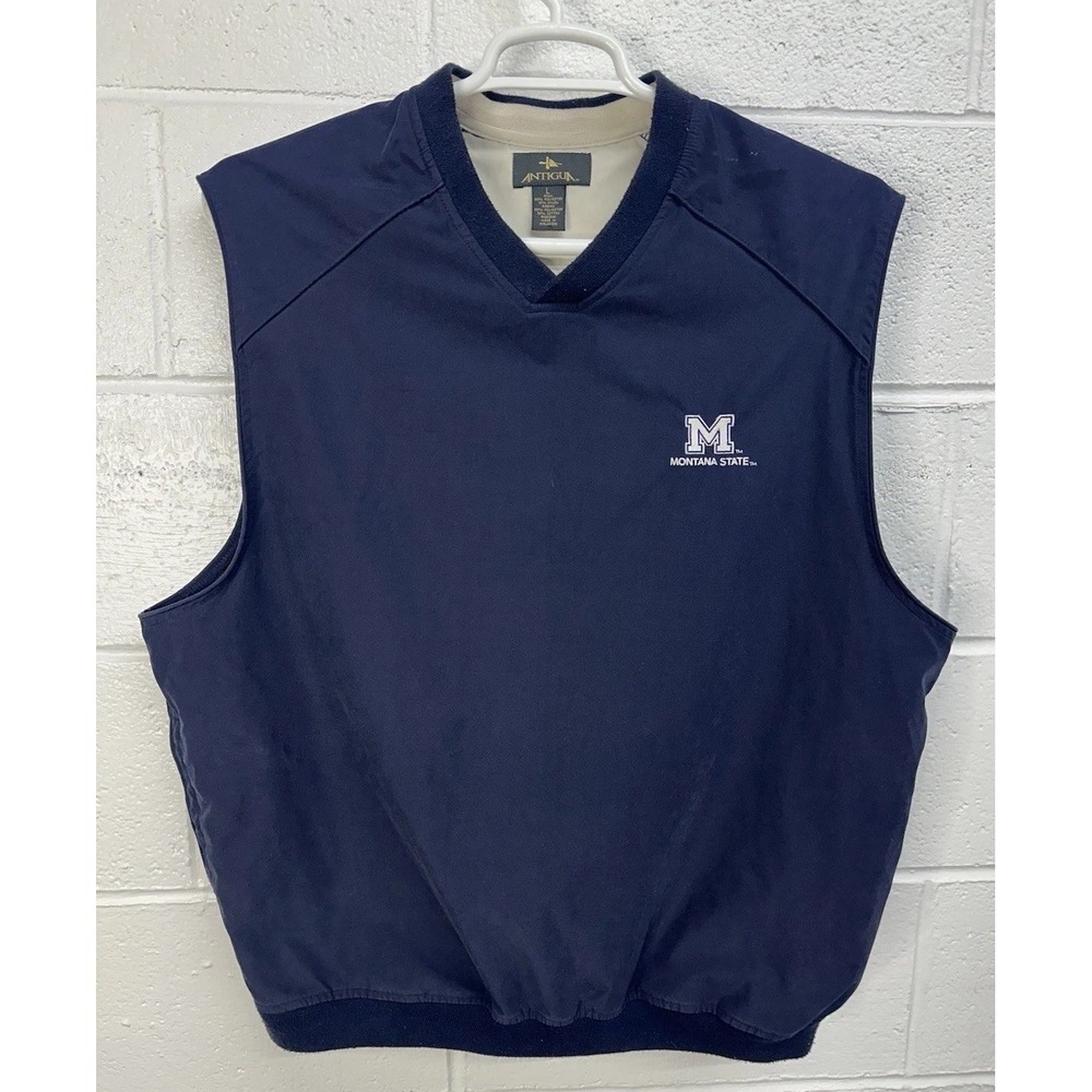 Antigua Windbreaker Pullover Vest Navy MSU Montana State / Men's Large